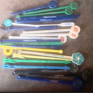 🧊🥃 20 Swizzle Sticks for Home Bar - Vintage Cruise Lines 🍹🥄